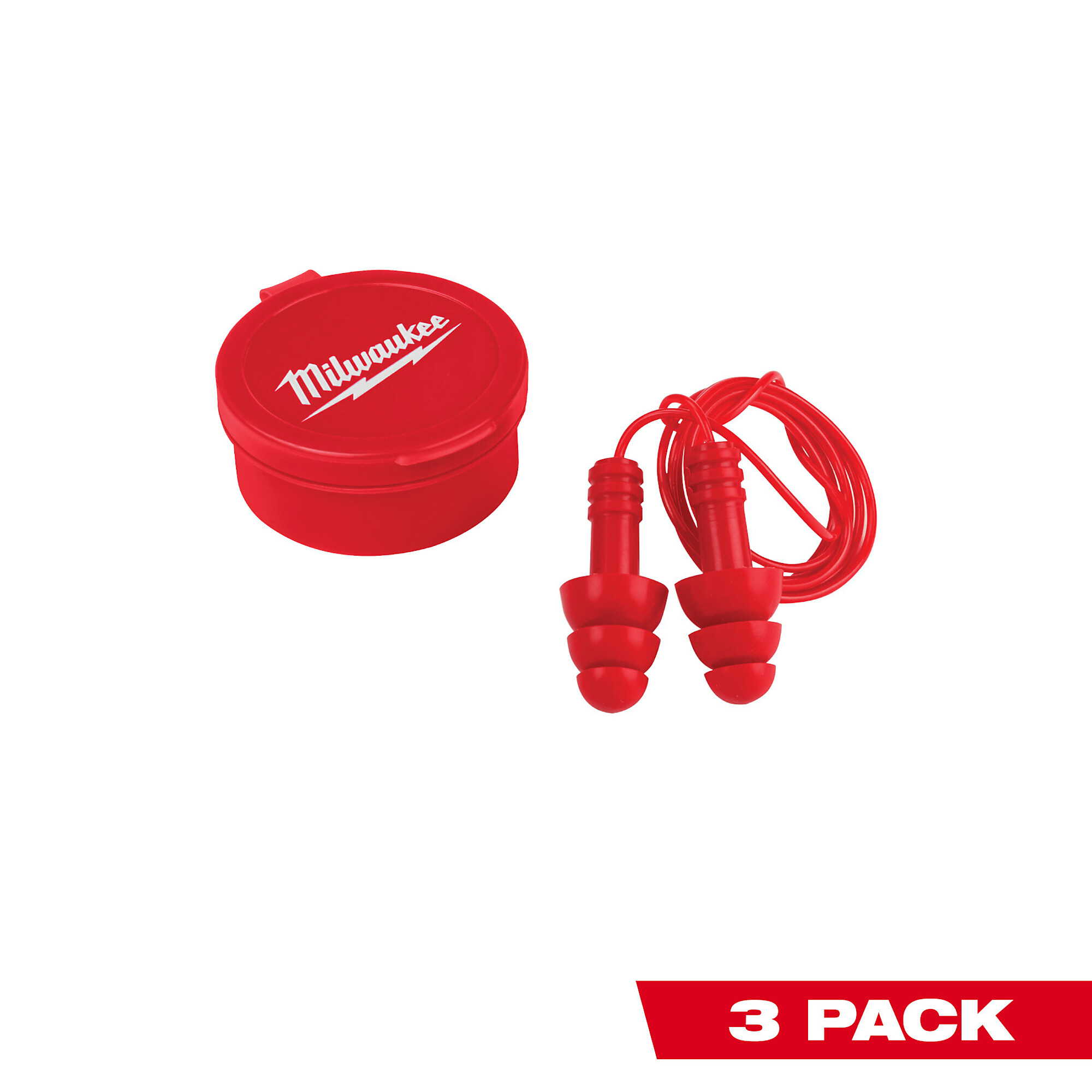 Milwaukee, Corded Earplugs (3-Pack) 26 dB Noise Reduction Rating, Noise Reduction Rating 26 dB, Pairs Included (qty.) 3 Model# 48-73-3151